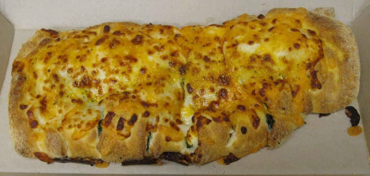 Domino's Stuffed Cheesy Bread Spinach & Feta and Bacon & Jalapeno | Junk  Food Betty