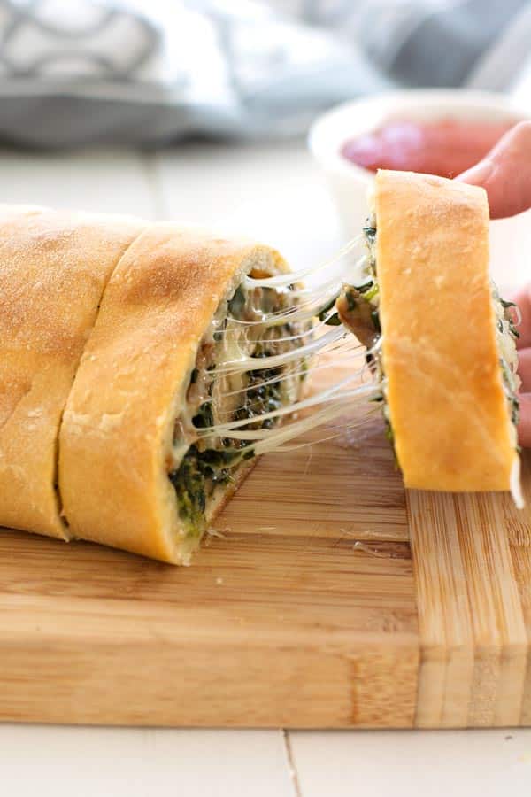 Sausage Bread with cheese and spinach! - Kitchen Gidget