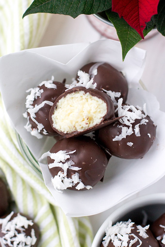 Dark Chocolate Coconut Truffles - Nourish and Fete