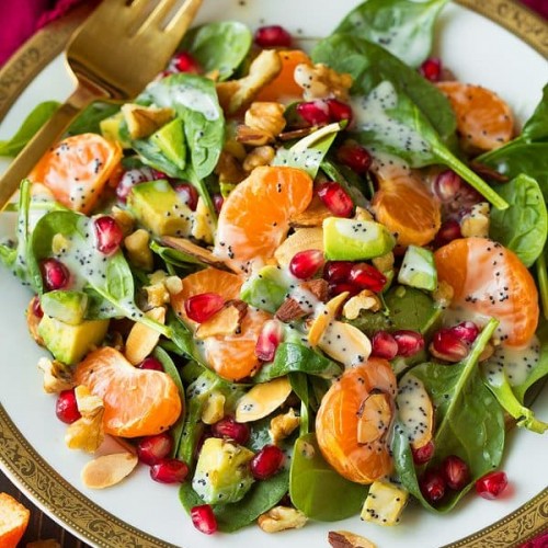 Mandarin Pomegranate Spinach Salad with Poppy Seed Dressing - Cooking Classy